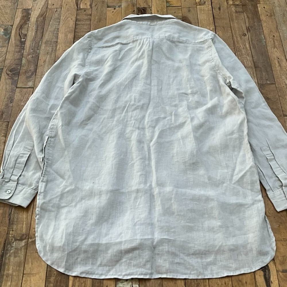 Saint Tropez West Popover Shirt Women's Size M Beige 100% Linen Top - Picture 9 of 11